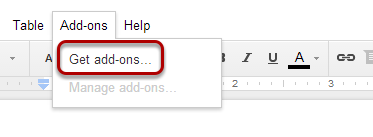 Add-ons Get add-ons menu